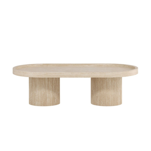 Minimalist Traditional Antique Oval Metal <b>Coffee</b> <b>Table</b> Cylindrical <b>Legs</b> Eco-Friendly Durable Handmade Living Room Furniture - Product Image 5