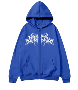 Sudadera Unisex con Capucha y Cierre, con Estampado de Logotipo Gótico Negro, Corte Regular, Estilo Casual, Tejido de Punto 100% Algodón, para Otoño - Product Image 2