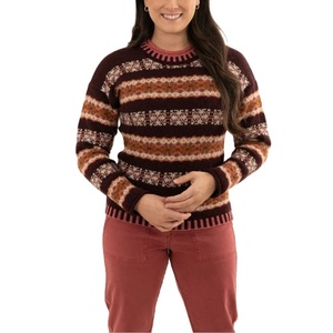 Pull-over décontracté d'hiver pour femme, en acrylique jacquard tricoté, coupe ample, motif géométrique, impression numérique sur le devant, haute qualité sur mesure - Product Image 1