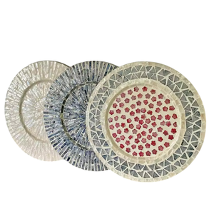Eco-Friendly Seashell Mosaic <b>Decorative</b> <b>Plate</b> Natural MOP Shell Inlay Wooden Charger <b>Plates</b> For Fine Dining Hotel Table Bohemian - Product Image 5