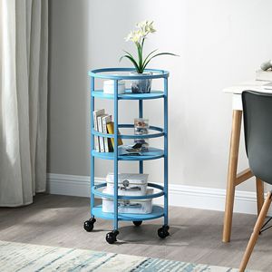 Carrello Portaoggetti Rotondo Blu a 3 Ripiani da 32 Pollici per Cucina e Bar - Product Image 3