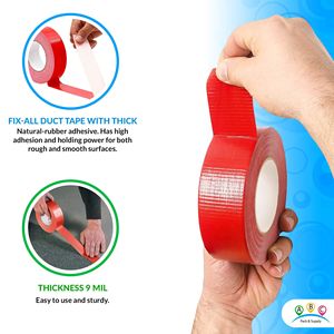 24 rouleaux de ruban d'emballage rouge de 9 mil d'épaisseur pour l'expédition de murs de boîtes-9 mil tout type de ruban adhésif pour peintres - Product Image 3