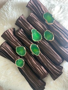 Green <b>Resin</b> Slice Eco-Friendly Luxury Napkin <b>Rings</b> with Gold Edge Bohemian Table Decor for Party Wedding Banquet - Product Image 6