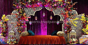 Stylish Wedding Venue Stage Backdrop Laser Cut Frame Modern Wedding Outdoor Metal Arch Top Quality Metal Arches for Weddings USA - Product Image 3