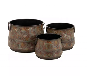 Maceta de metal duradera y elegante perfecta para plantas de interior y exterior Metal redondo exterior grande barato - Product Image 1