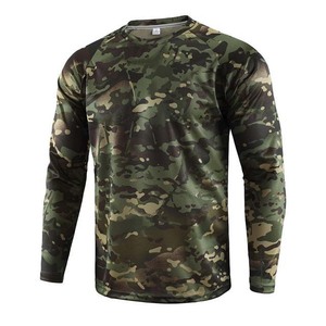 Camisetas de Pesca de Manga Larga con Cuello Redondo, Protección Solar UPF50+, Diseño de Camuflaje Personalizado por Sublimación, en Venta - Product Image 1