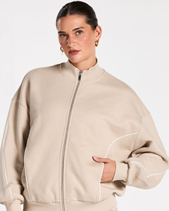 Dernier design, logo personnalisé, sweat à capuche oversize pour femme avec détails de passepoil, en coton respirant, streetwear, sweats à capuche pour femme - Product Image 4