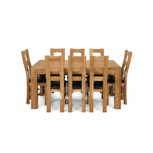 Ensemble de salle à manger en teck rectangulaire de grande taille ARTERRA, table à manger moderne, chaises à dossier haut pour restaurant - Product Image 1