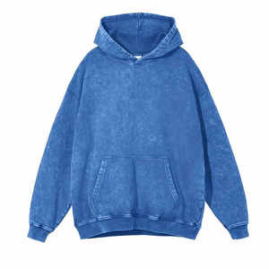 เสื้อฮู้ดดี้แบบ Acid Wash สำหรับผู้ชาย – เสื้อฮู้ดดี้ผ้าฟลีซเนื้อหนักทรงโอเวอร์ไซส์ พร้อมฮู้ดปรับได้ กระเป๋าหน้า และชายเสื้อแบบริบ - Product Image 1