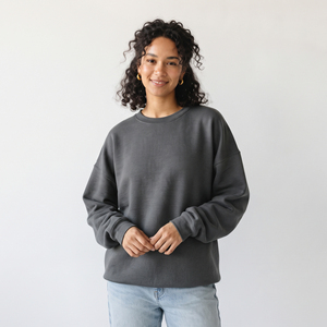 <b>Women's</b> Oversized Crew Neck Sweatshirt Loose Fit Drop Shoulder Polyester Fleece <b>Baggy</b> Full Sleeve Sweat <b>Shirts</b> Ladies - Product Image 6