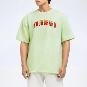 T-shirt Homme Personnalisé avec Logo, 100% Coton, Impression par Transfert Thermique, Col Rond, Épaules Tombantes, Coupe Oversize, Respirant, Séchage Rapide, OEM ODM - Product Image 1