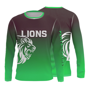 Camiseta Deportiva Personalizada de Manga Larga con Diseño de León, Camiseta con Degradado Sublimado, Ropa Deportiva, Uniforme de Equipo, Top Transpirable para Entrenamiento - Product Image 6