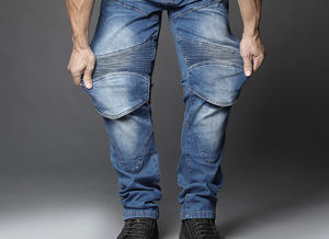 Jean de moto tendance pour homme, coupe-vent, avec protections, idéal pour le touring et le motocross - Product Image 4