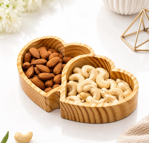 Plateau de service en bois de qualité supérieure pour fruits secs, forme papillon, 4 compartiments, idéal pour les réunions de famille - Product Image 4