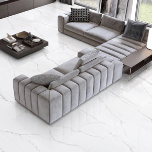 Azulejos de Porcelana Brillante con Efecto Mármol Statuario de 600x1200mm, Azulejos de Primera Calidad con Vetas Blancas para Pisos y Paredes de Salas de Estar - Product Image 1