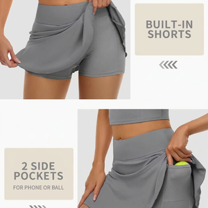 Conjunto de falda de tenis de talla grande para mujer, ropa deportiva de bádminton de alta elasticidad para correr, conjunto para jugadoras de entrenamiento. - Product Image 5