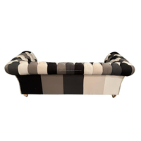Modernes Echtes Leder Chesterfield Schlafsofa 3-Sitzer Gepolstert mit Stoffbezug und Metallbeinen für Hotel & Wohnzimmer