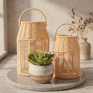Lanternes rectangulaires en jute et en osier durables, écologiques et artisanales Aqdus Saleem |   Décoration multi-occasions en gros - Product Image 5