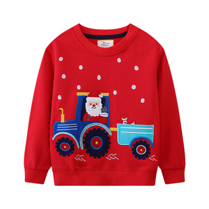 Sudadera navideña verde para niños, jersey de cuello redondo con bordado de Papá Noel, muñeco de nieve y camión, top de invierno - Product Image 3
