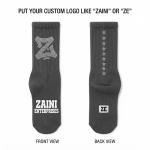 Premium Cotton Blend Rib Knit <b>Socks</b> 220 GSM Crew Length Stretch Fit Custom Rhinestone Heat Transfer Logo Athletic <b>Socks</b> - Product Image 1