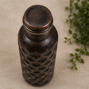 Bouteille d'eau bien-être en cuivre antique style rustique, gourde de voyage portable au design rétro, vaisselle métallique écologique - Product Image 2