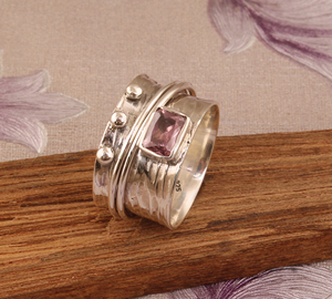 Anillo de banda clásico de lujo con circonitas rosas, plata de ley 925, chapado en oro, joyería llamativa para bodas y fiestas, alta calidad, brillante - Product Image 4