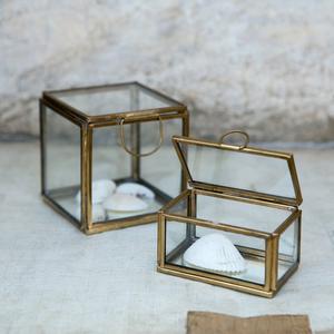 ชุด2แก้ว/กรอบทองเหลืองคริสตัลกล่องเครื่องประดับดีไซน์ทันสมัยสร้อยคอจี้แสดงสำหรับตกแต่งเครื่องประดับเล็กๆน้อยๆ - Product Image 1