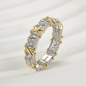 925 Moissanite Noble Round Cut <b>Two</b>-Tone White Gold Plated 1.3Ct RingLuxe Women's <b>Ring</b> - Product Image 2