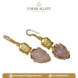 Fashion <b>Real</b> Touch Carved Raw Stone Boho <b>Crystal</b> Lear Quartz Arrowhead Drop Earrings Jewelry for Women Chinese New Year Gift - Product Image 6