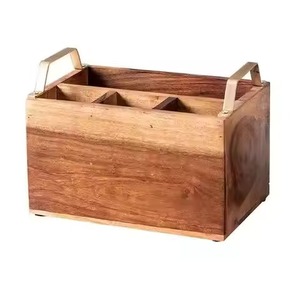 New Style Trending Wooden Caddy For Kitchen Home Hotel Table <b>Top</b> Decorative Use Wooden Utensils Holder Caddy - Product Image 1