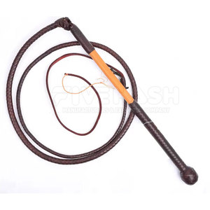 Fouet en cuir de vachette de qualité supérieure, fait main, durable, en cuir véritable, avec poignée robuste et design flexible, idéal pour l'entraînement et l'utilisation en extérieur - Product Image 2