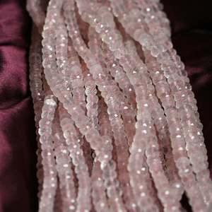 Cuentas Rondelle de cuarzo rosa facetadas naturales 4-5mm hebra de cuarzo rosa para la fabricación de joyas - Product Image 6