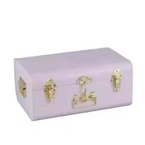 Ensemble de 2 coffres de rangement en métal noir mat, décoratifs, en fer thermolaqué, avec fermoirs en or rose - Product Image 4