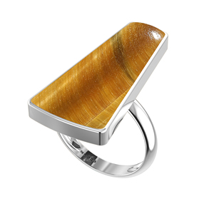 925 Sterling Silver Children's Engagement <b>Ring</b> Bezel Setting <b>Tiger</b> <b>Eye</b> Trillion Tie Oval Shapes Classic Style Positive Energy - Product Image 3
