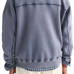 Sweat-shirt à col zippé bleu délavé personnalisé pour homme, streetwear premium, fabricant de vêtements à marque privée, fournisseur en gros - Product Image 4