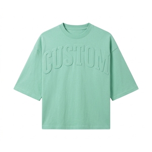 T-shirt unisexe pour homme en coton 100% 180g, embossé, avec impression 3D du logo, anti-rides, écologique, streetwear - Product Image 1