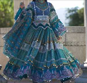 Afghani Kuchi Dress for Women Fancy Embroidery Breathable <b>Top</b> Vintage Style Eid Occasion <b>Long</b> <b>Sleeve</b> Midi Length Loose Fit - Product Image 2