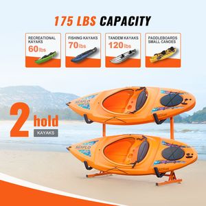 Supporto Autoportante in Acciaio Resistente per 2 Kayak, Canoe e Paddleboard con Braccioli Imbottiti - Product Image 5