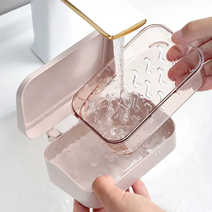 Porte-savon transparent avec couvercle, grande boîte de rangement pour salle de bain, support à savon, conteneur domestique, nouveau design pour dortoir - Product Image 2