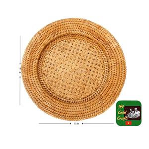 FACTORY : Sets de table ronds/rectangulaires en rotin blanc / Assiettes de présentation en rotin 100 % tressées à la main - Product Image 3