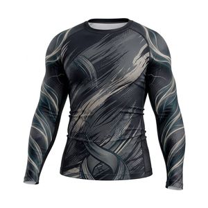 เสื้อคอมเพรสชั่นแขนยาวไนลอนสแปนเด็กซ์แบรนด์ส่วนตัวสำหรับแบรนด์ MMA และยิมศิลปะการต่อสู้ในสหรัฐอเมริกา - Product Image 5