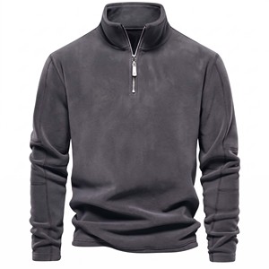 100% Pure Cashmere Men's Half-High Zipper Collar Warm Winter Thickened Solid Color Knitted Non-Iron Treatment <b>Sweater</b> - Product Image 4