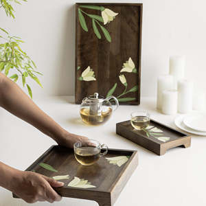 Plateau de service de fruits en bois décoratif au design unique écologique Vaisselle en bois de qualité pour la cuisine à domicile Commande minimum 100 pièces - Product Image 1