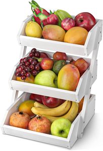 Panier à fruits élégant en bambou de haute qualité, organisateur à 3 niveaux, couleur personnalisée, forme rectangulaire pour le rangement de la cuisine - Product Image 4