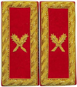 Masonic Knight Templar Grand Secretary Shoulder Boards Gold Bullion Wire – Hand Embroidered (<b>Red</b>, 3.75” x 1.5”) - Product Image 1