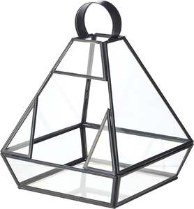 Terrario de Cristal de Borosilicato con Marco de Metal Negro Diamante para Suculentas, Florero Geométrico Moderno para Mesa de Interior - Product Image 5