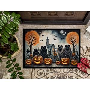 Paillasson Keeshond Spooky Halloween antidérapant lavable à poils bas 24H X 36W intérieur et extérieur tapis de porte avant pour entrée - Product Image 3