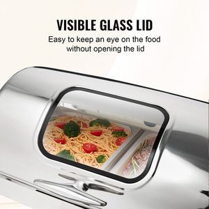 Set da Buffet con Scaldavivande in Acciaio Inox da 9 Qt con 2 Vaschette e Controllo Automatico della Temperatura - Product Image 4
