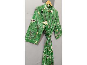 <b>Bath</b> Robe 100% Cotton Indian Jungle Printed Handmade Cotton Kimono <b>Bath</b> Robe Swim Wear Night Wear Free Size Cotton Maxi - Product Image 4