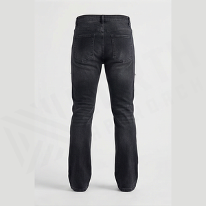 Jean en denim coupe droite slim pour homme, délavage foncé, en coton mi-lourd, style décontracté automne - Product Image 6